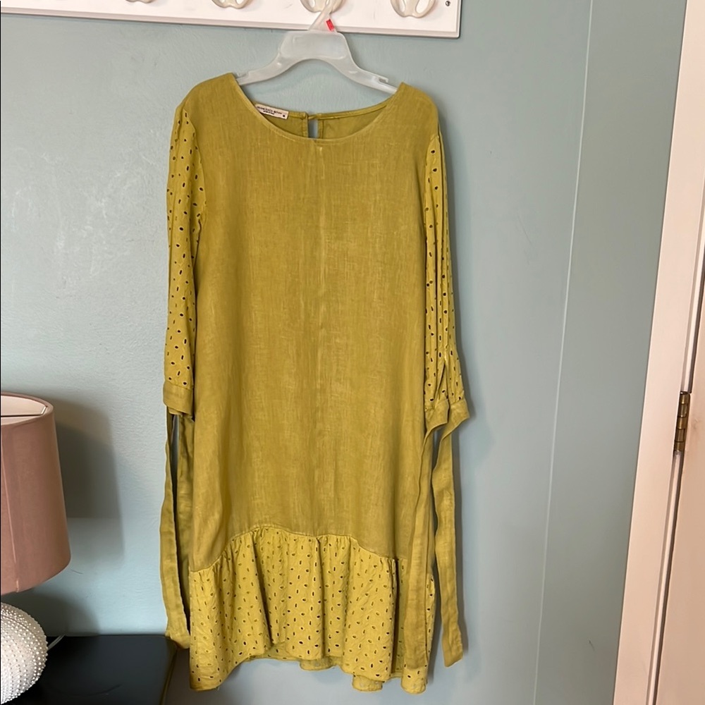 Elegant Green Dress 💯 linnen